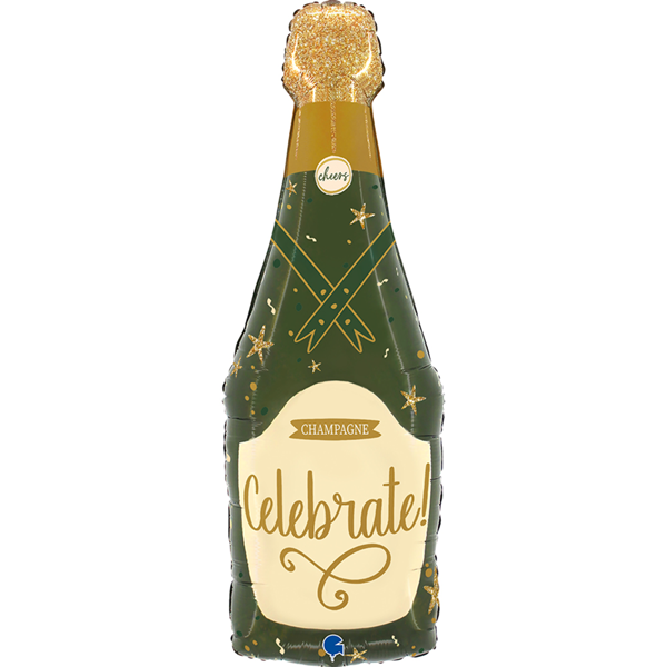 NEW Grabo Sparkle Champagne Bottle 37" Large Foil Balloon