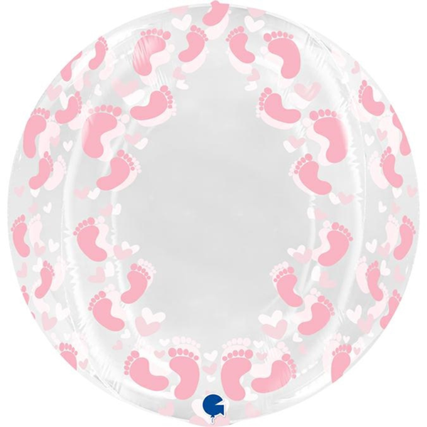 Grabo 19" Pink Footprint Clear Globe Foil Balloon