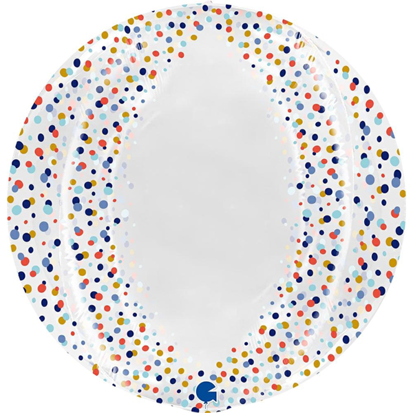 NEW Grabo 19" Transparent Globe Colourful Confetti - No Valve