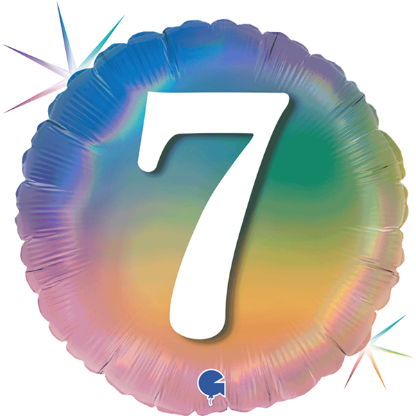 7th Birthday Rainbow Holographic 18" Foil Balloon