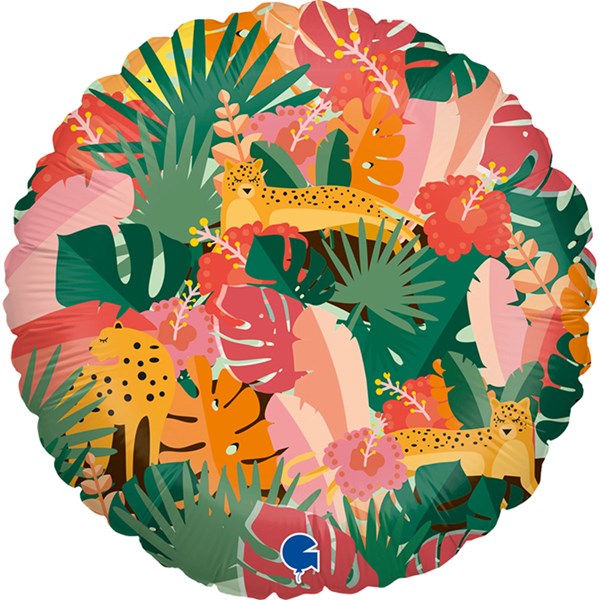 Tropical Jungle Leaves & Animals 18" Foil Balloon
