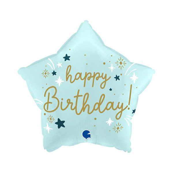 NEW Grabo Happy Birthday Blue Star 18" Foil Balloon