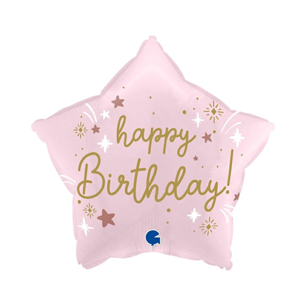 NEW Grabo Pink Happy Birthday Star 18" Foil Balloon