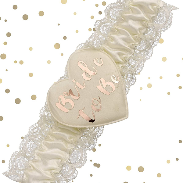 Bride To Be Cream & Rose Gold Lace Garter