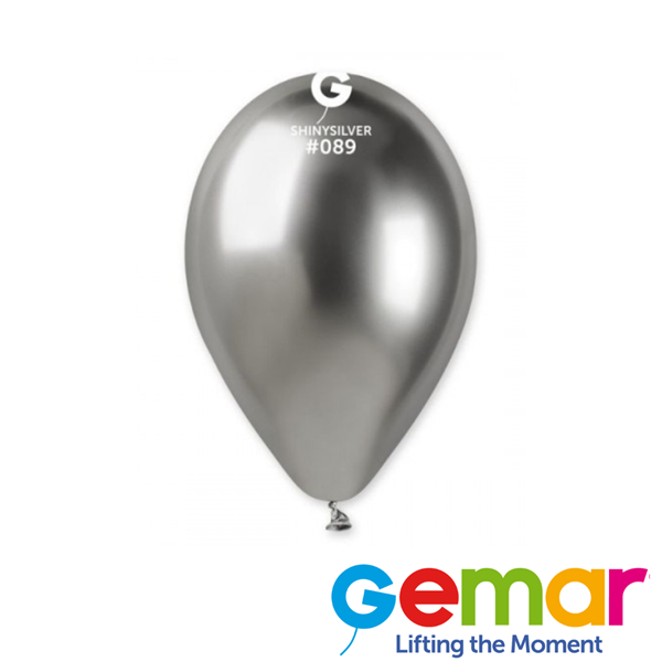 Gemar Shiny Silver 12" Latex Balloons 50pk