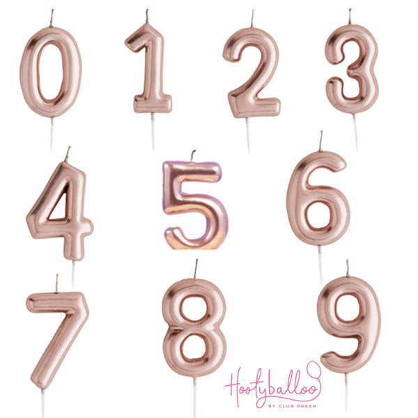 Hootyballoo Rose Gold Metallic Moulded Pick Number Candles 0-9