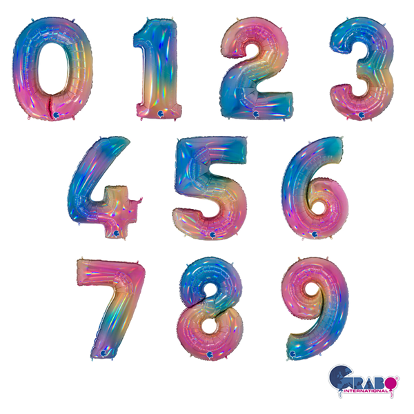 Giant Colourful Rainbow 40" Foil Number Balloons