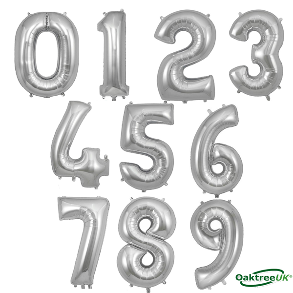 Oaktree 34" Silver Foil Number Balloons