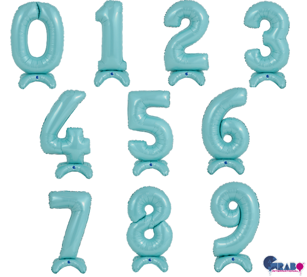 Grabo Pastel Blue Standup 25" Air Fill Number Balloons