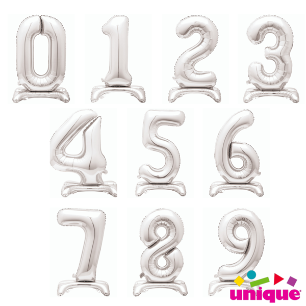 Unique Party Silver 30" Standing Number Balloons