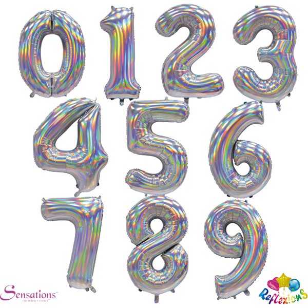 Sensations Silver Iridescent 30" Foil Number Balloons