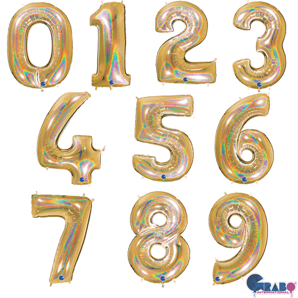 Grabo Gold Holo Glitter 40" Foil Number Balloons