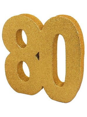 Gold Glitter 80th Birthday Table Decoration