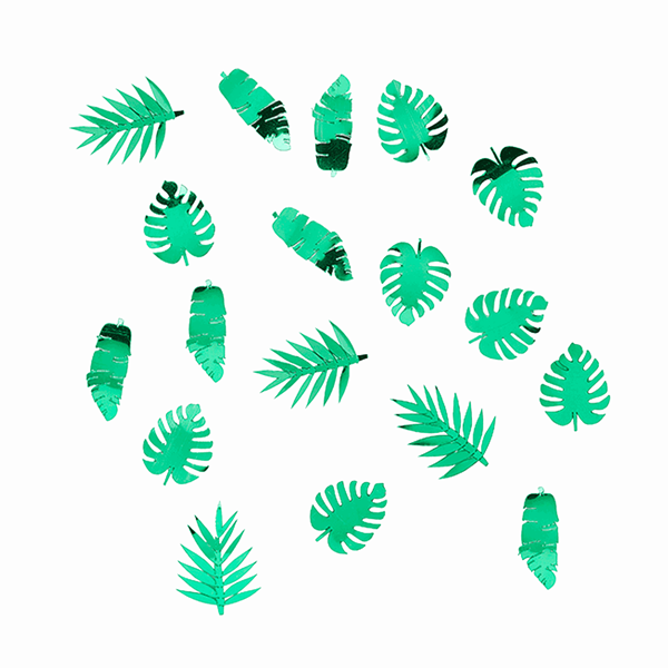 Tropical Leaf Green Foil Confetti 14g