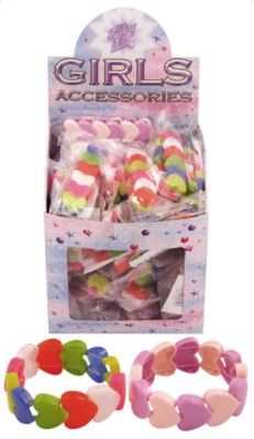 Kid's Plastic Hearts Bracelets Party Favour - 60pk