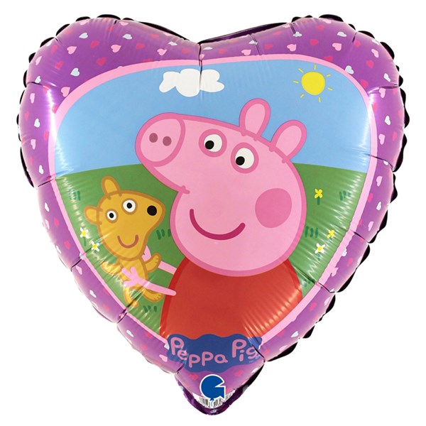 NEW Peppa Pig & Teddy 18" Heart Shaped Foil Balloon