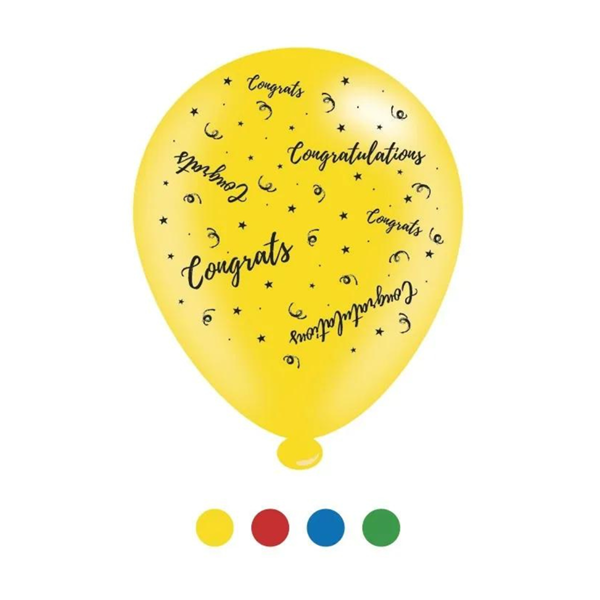 Congratulations Assorted 10" Latex Balloons 8pk