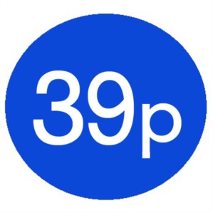 1000 Blue 39p Price Stickers - Single Roll