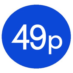 1000 Blue 49p Price Stickers - Single Roll
