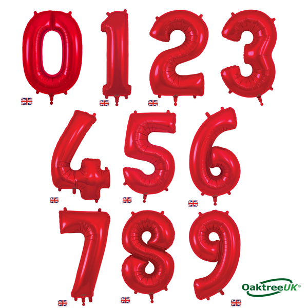 NEW Oaktree Red 34" Foil Number Balloons