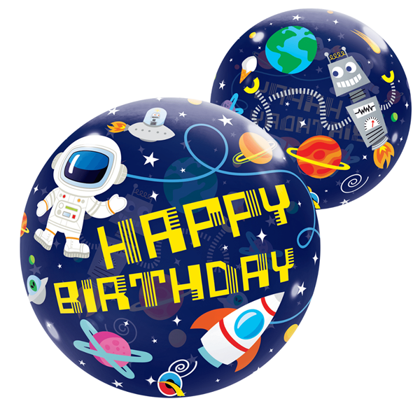 Happy Birthday Outer Space 22" Bubble Balloon