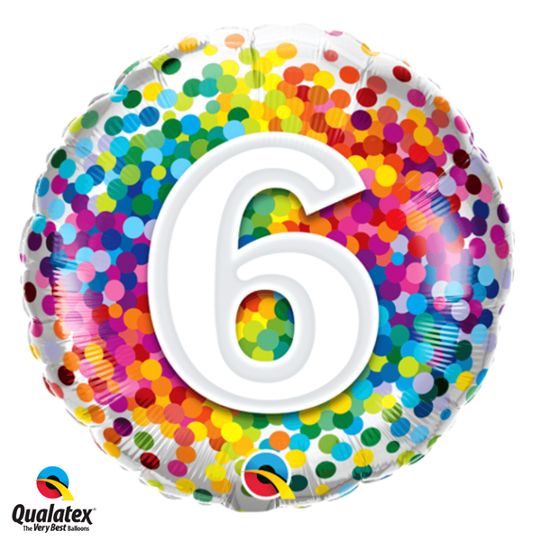 6th Birthday Rainbow Confetti 18" Foil Balloon