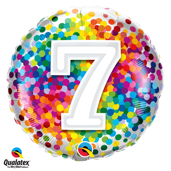 7th Birthday Rainbow Confetti 18" Foil Balloon