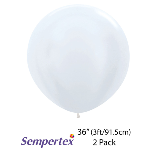 Sempertex Satin White 36" (3ft) Latex Balloons 2pk