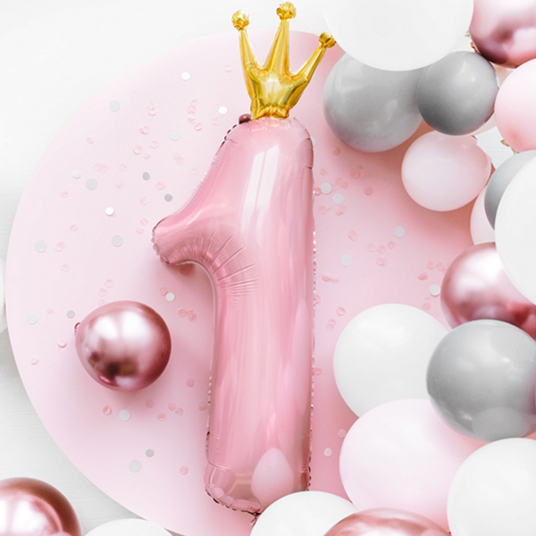 Pink Number 1 Crown 35" Foil Balloon