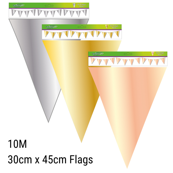 Giant Metallic Solid Colour 30 x 45cm Flag Bunting