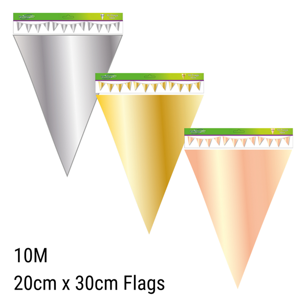 Metallic Solid Colour 20 x 30cm Flag Bunting