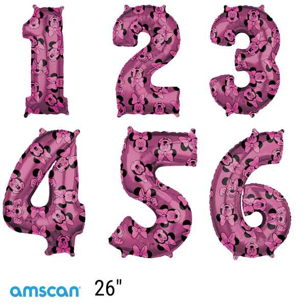 Pink Minnie Mouse 26" Foil Number Balloons