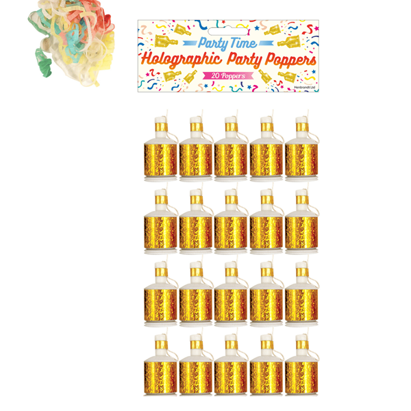 Gold Party Poppers 20pk