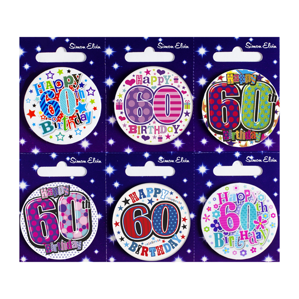 NEW Age 60 Mix Small Badges 55mm 6pk