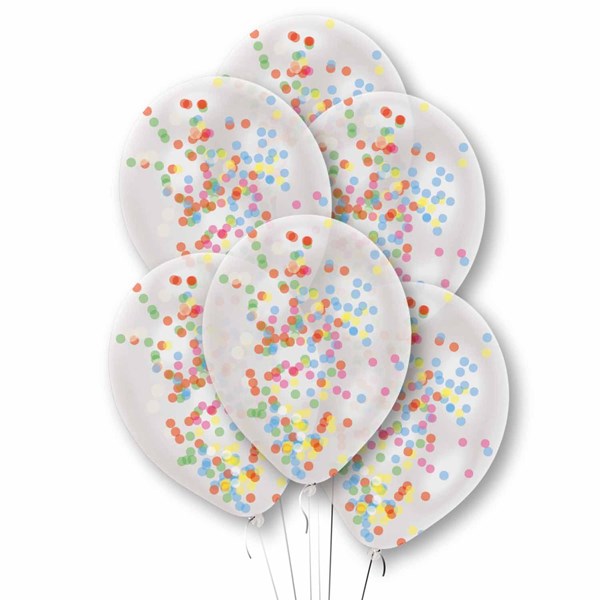 Amscan Multi Coloured Confetti 11" Latex Balloon Kit 6pk