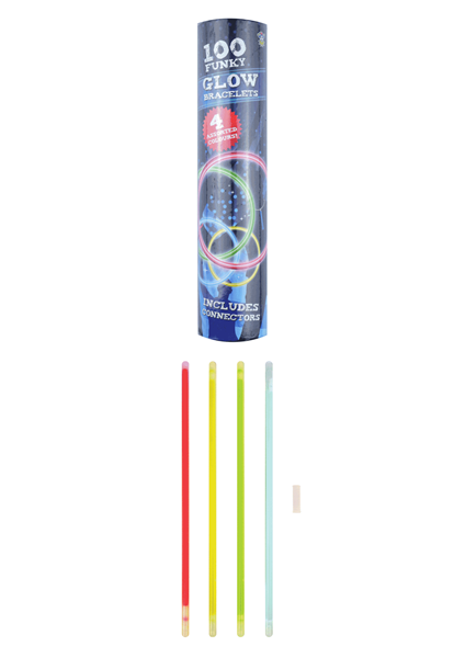 Glow Bracelet Tube 100pk Assorted Colours
