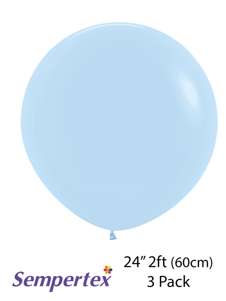 Sempertex Pastel Matte Blue 24" Latex Balloons 3pk