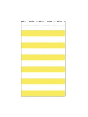 Medium Yellow Striped Paper Treat Bags 15pk
