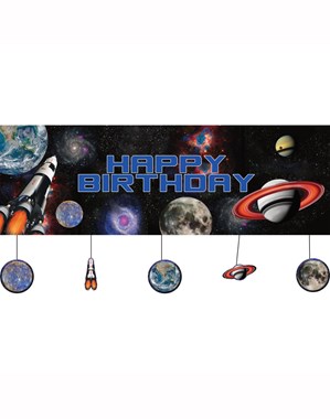 Space Blast Happy Birthday Party Banner