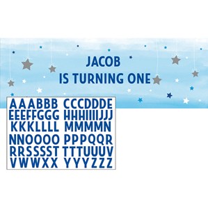 Blue Little Boy Twinkle Star Giant Personalised Banner