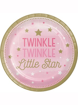 Pink Twinkle Little Star Paper Plates 8pk