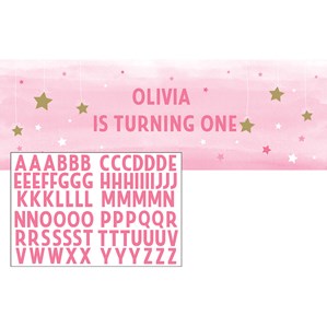 Pink Little Girl Twinkle Star Giant Personalised Banner