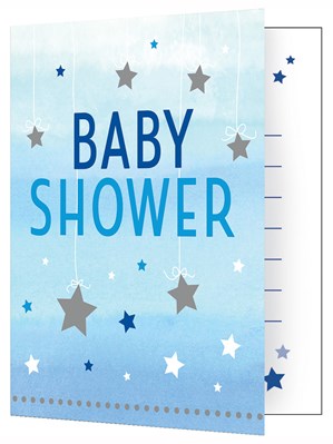 Blue Twinkle Little Star Baby Shower Invitations & Envelopes 8pk