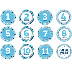Glitter Baby Boy Monthly Milestone Stickers 12pk