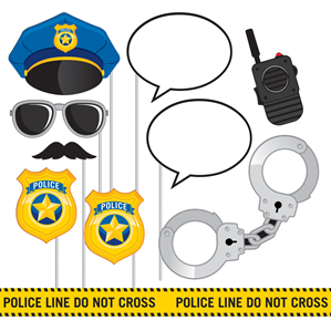 Police Party Photo Booth Props Set 10pce