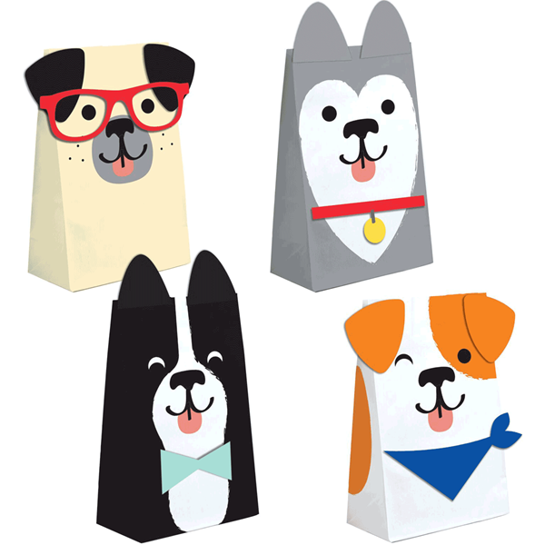 Dog Shaped Party Paper Treat Bags 8pk