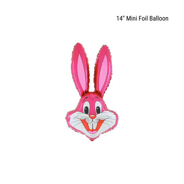 Hot Pink Bunny Head 14" Foil Balloon Loose