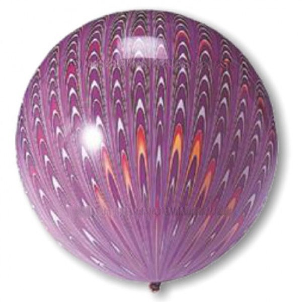 Purple Peacock Print 18" (1.5ft) Latex Balloons 5pk
