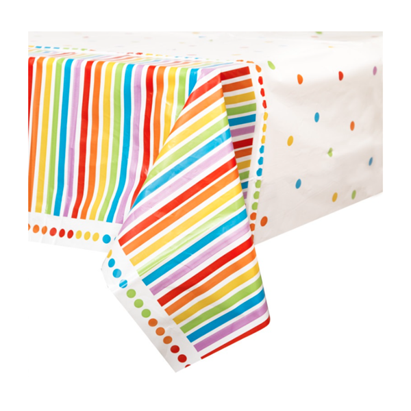Rainbow Birthday Reusable Plastic Tablecover