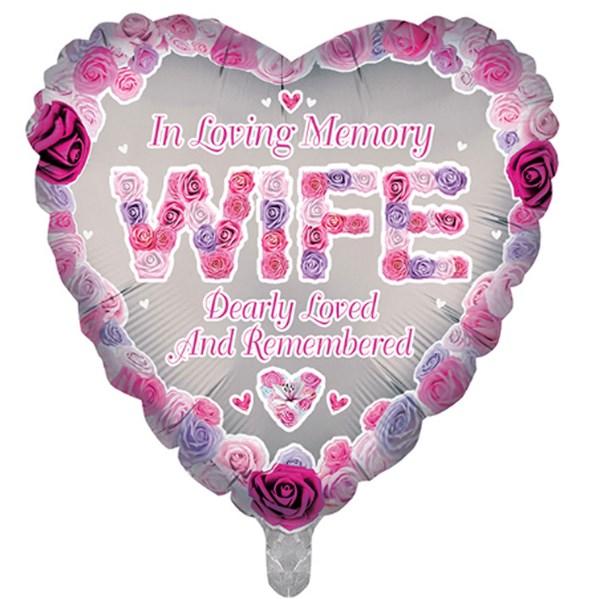 Wife Memorial 18" Heart Shaped Foil Balloon